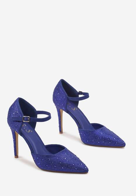 Niebieskie Szpilki w Cyrkonie ze Szpiczastym Noskiem Loira