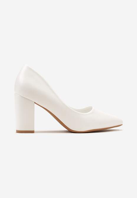 Białe Czółenka z Noskiem w Szpic na Klasycznym Słupku Shafirrte