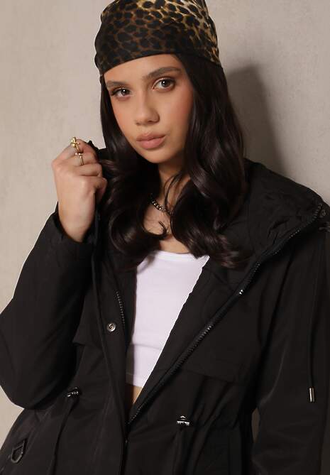 Czarna Dwustronna Kurtka o Fasonie Parki Tarisen