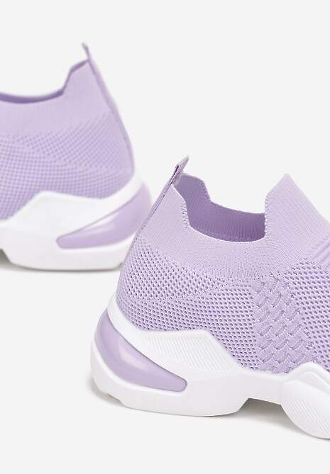 Fioletowe Buty Sportowe na Grubej Podeszwie z Elastyczną Cholewką Awida