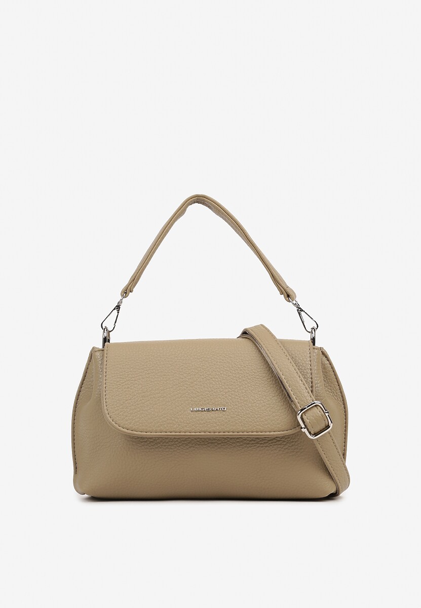 Ciemnobeżowa Torebka Listonoszka z Klapą i Regulowanym Paskiem Nilmesse