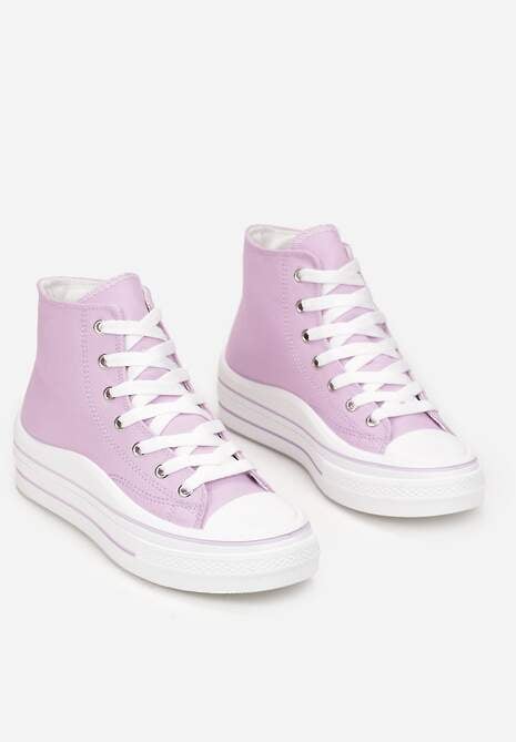 Fioletowe Trampki z Wysoką Cholewką na Platformie Layun