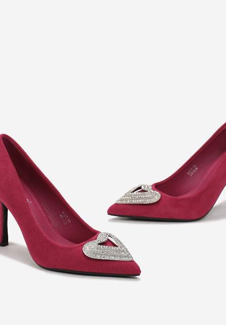 Fuksjowe Szpilki z Klamrą z Cyrkoniami w Kształcie Serca Ratina