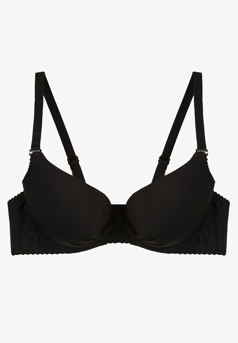 Czarny Biustonosz na Odpinanych Ramiączkach z Regulacją z Usztywnionymi Miseczkami Ozdobiony Kokardką Isabcella