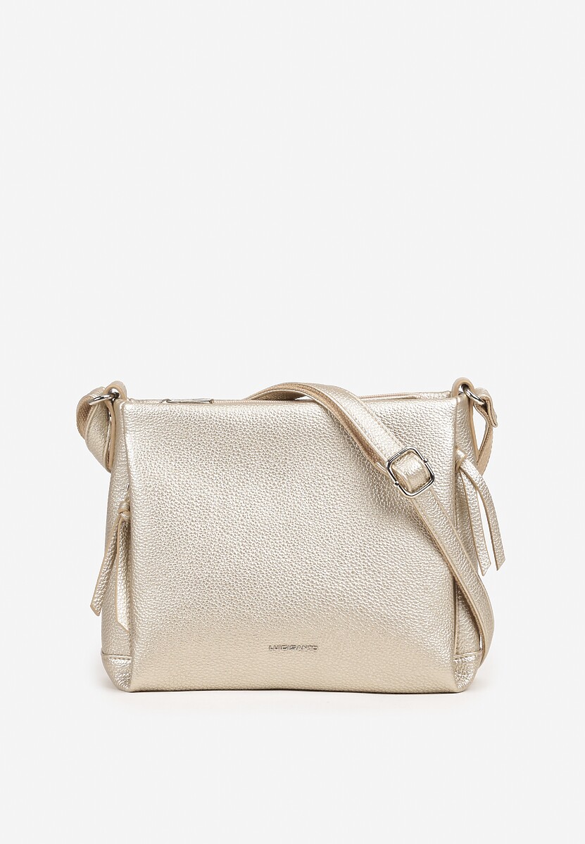 Złota Torebka Listonoszka z Ozdobnym Napisem Tanaleira