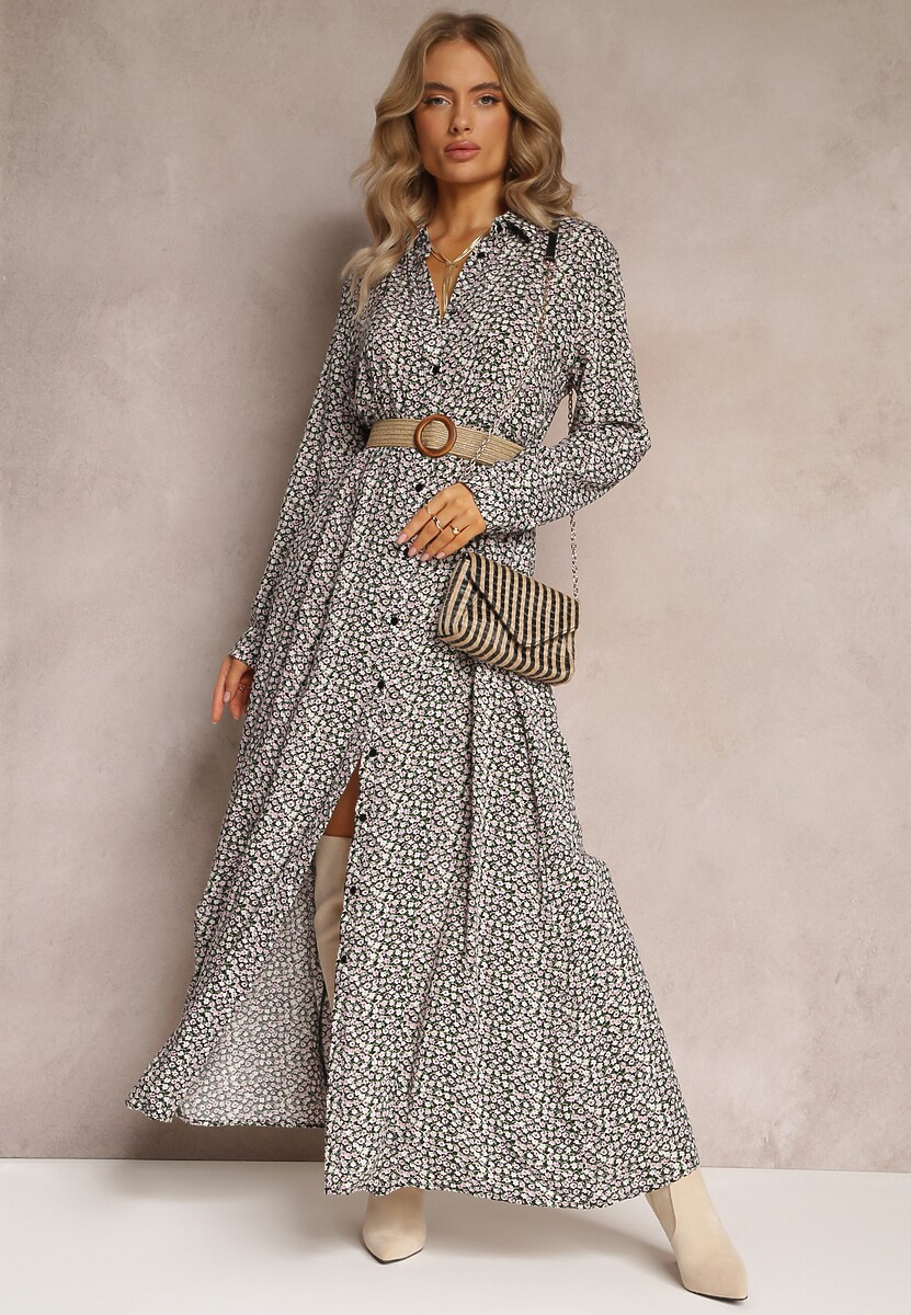 Czarno-Biała Sukienka Chrysane