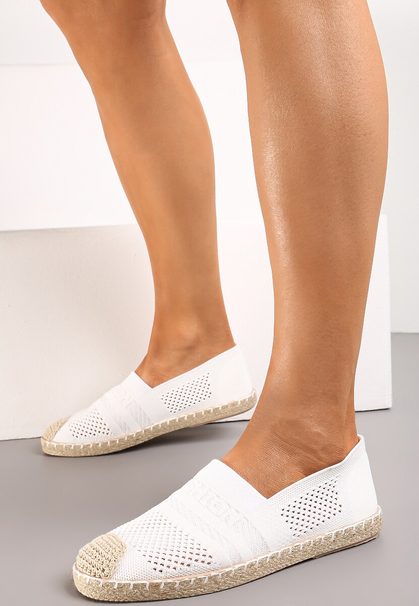 Białe Espadryle z Plecioną Cholewką przed Kostkę Mokosa