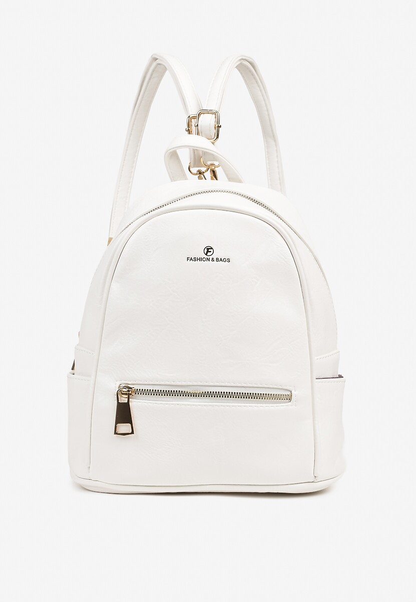 Biały Casualowy Plecak z Metalicznym Suwakiem Idalerra