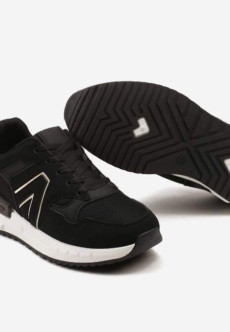 Czarne Płaskie Sneakersy przed Kostkę z Ekozamszu ze Sznurowaniami Jrines