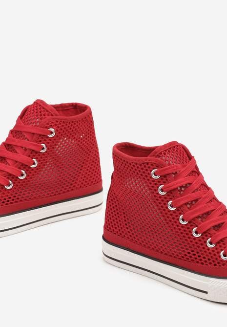 Czerwone Trampki za Kostkę z Perforacją Welagia