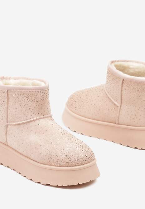 Różowe Płaskie Śniegowce z Ociepleniem Cyrkoniami i Przeszyciami Tamivea