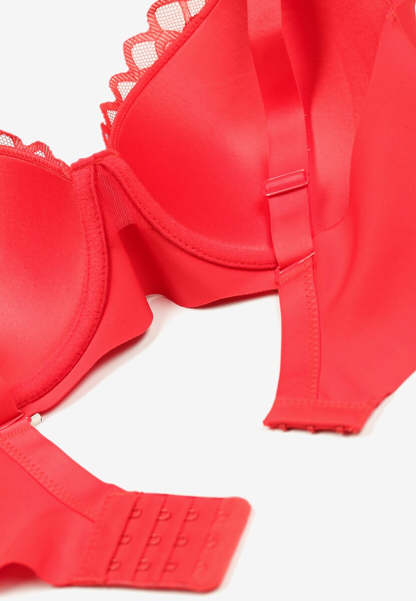 Czerwony Biustonosz Koronkowy Push-Up na Regulowanych Ramiączkach Moncia