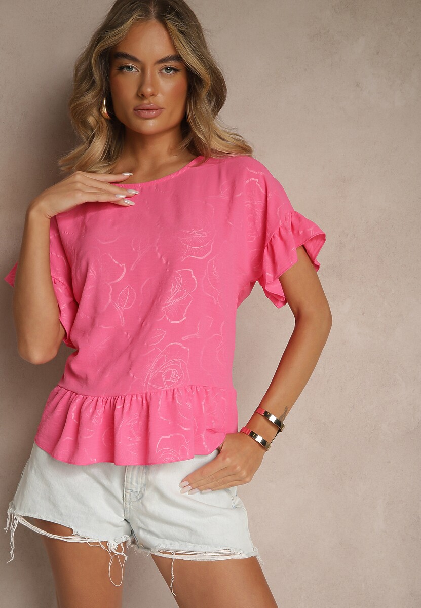 Żółta Bluzka Oversize Ozdobiona Falbanami Liriele