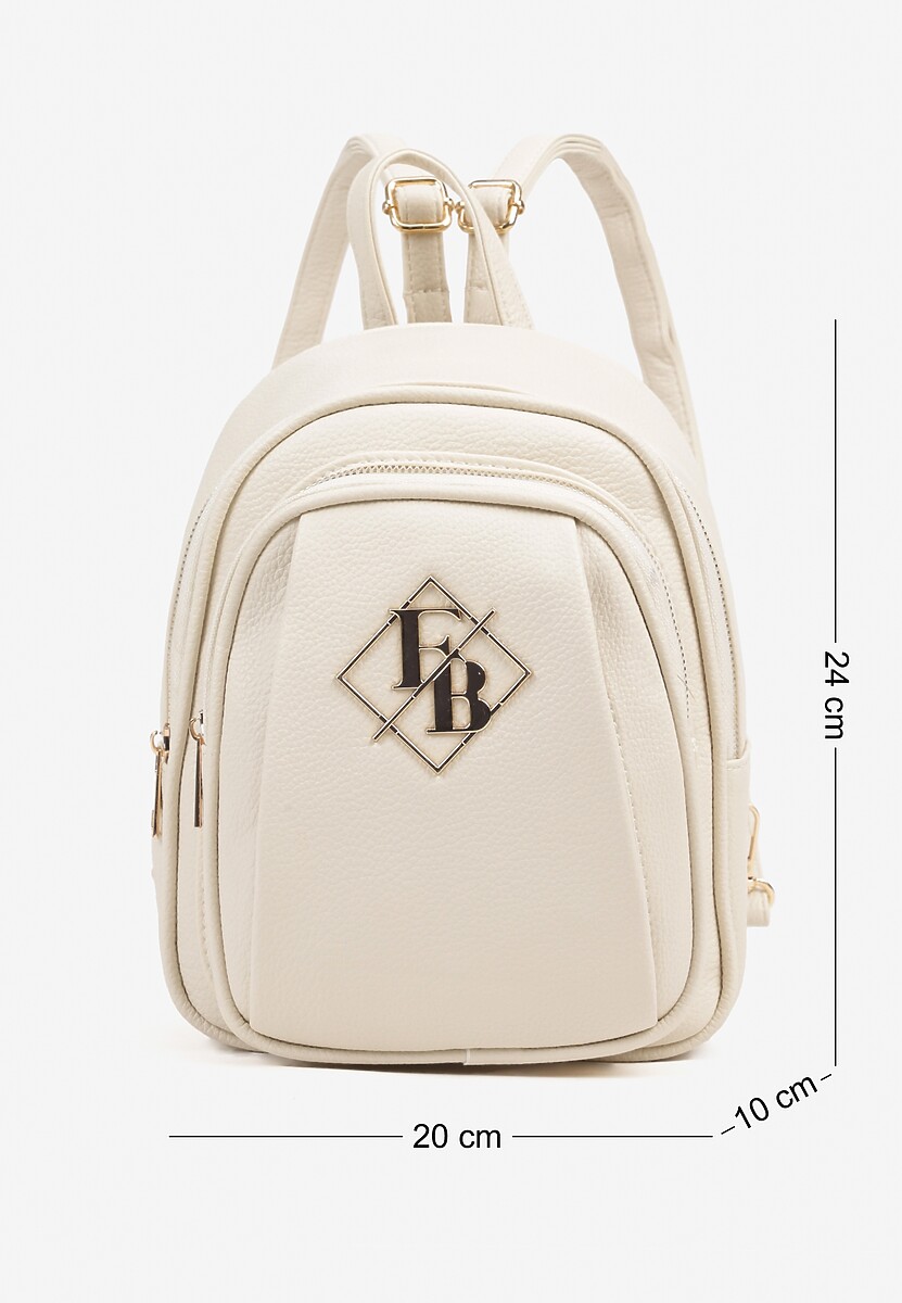 Jasnobeżowy Trapezowy Plecak Zdobiony Elegancką Aplikacją Nanilia