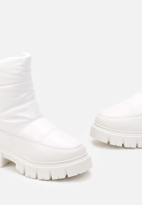 Białe Śniegowce za Kostkę z Pikowaniem i Niską Platformą Laugas