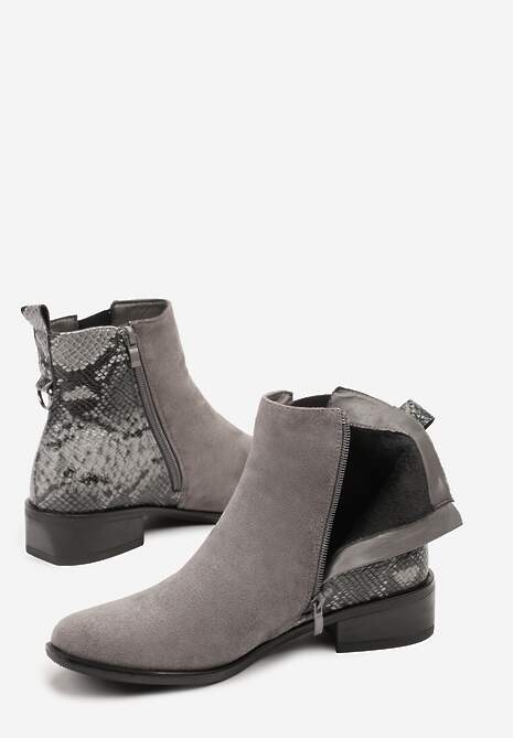 Szare Botki w Stylu Sztybletów z Metaliczną Aplikacją Verinette