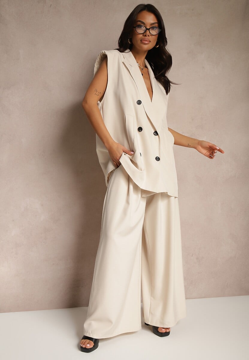 Czarne Eleganckie Spodnie Palazzo z Szerokimi Nogawkami Adivisa