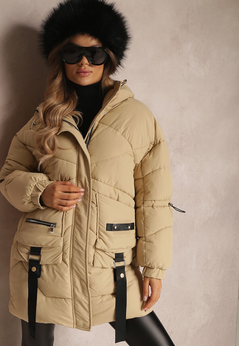 Beżowa Kurtka Pikowana Kagia