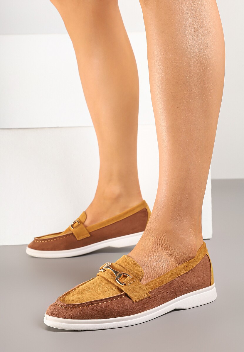 Brązowe Mokasyny z Metalową Ozdobą Ellianta