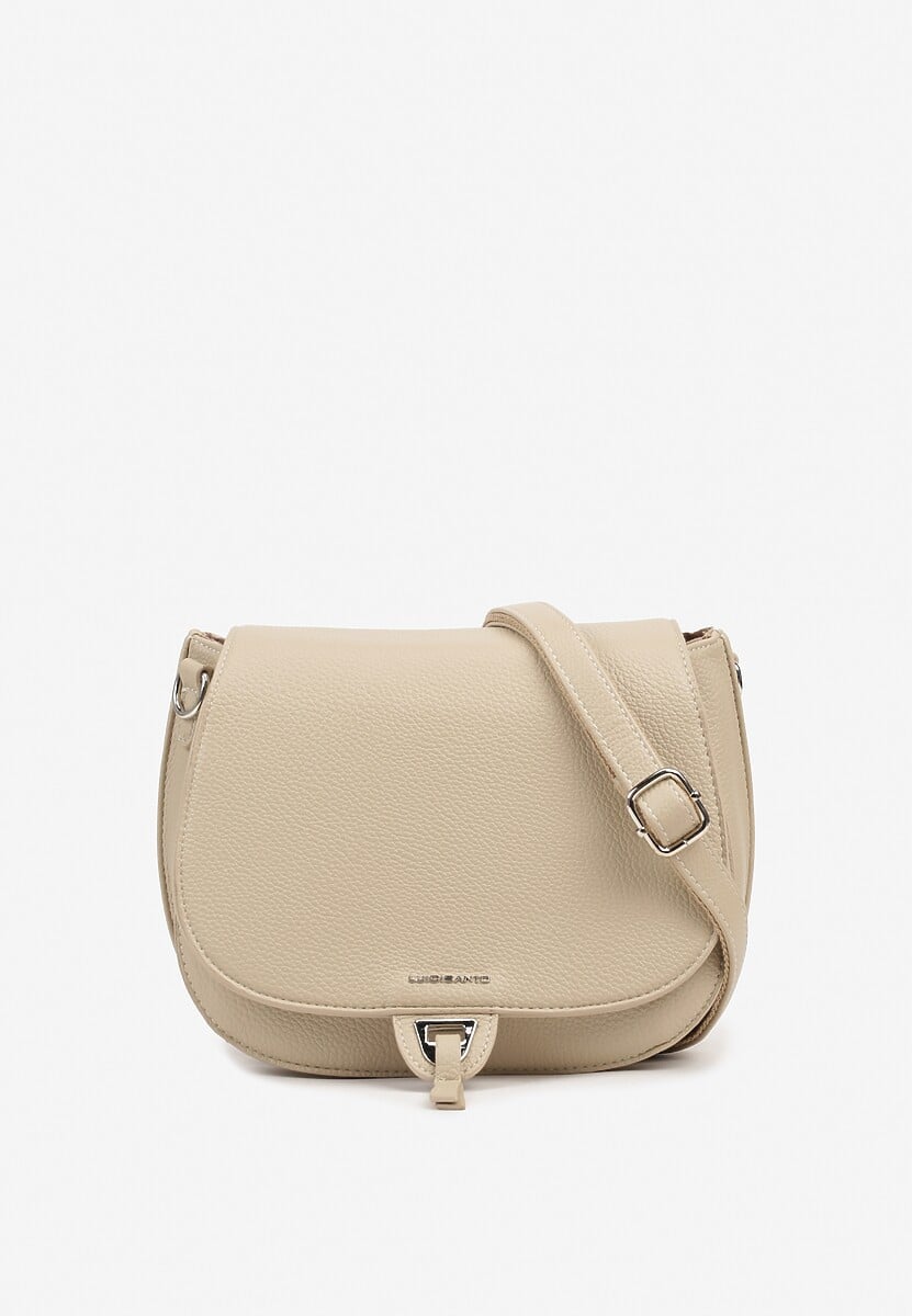 Ciemnobeżowa Torebka Typu Listonoszka Ozdobiona Klapą Nidelli