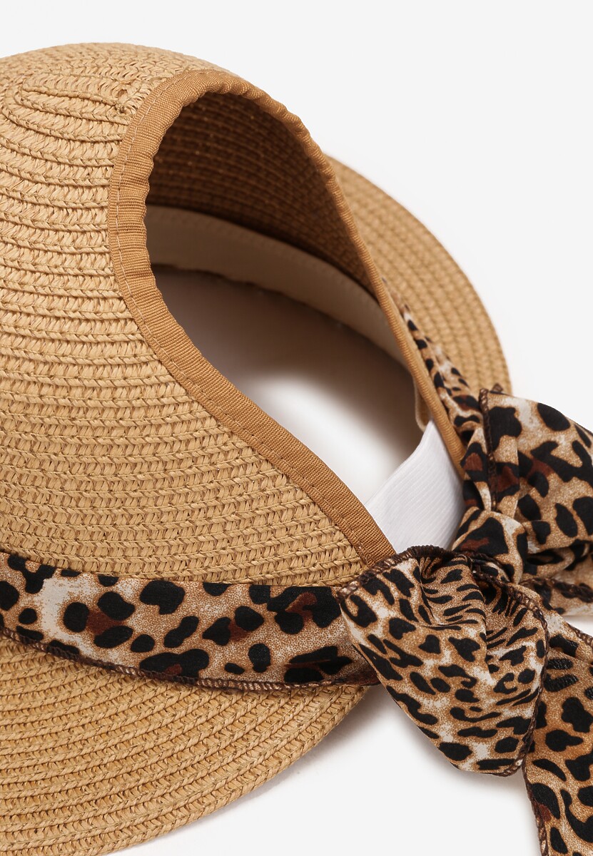 Beżowy Pleciony Kapelusz z Szerokim Rondem i Kokardką Hoplia