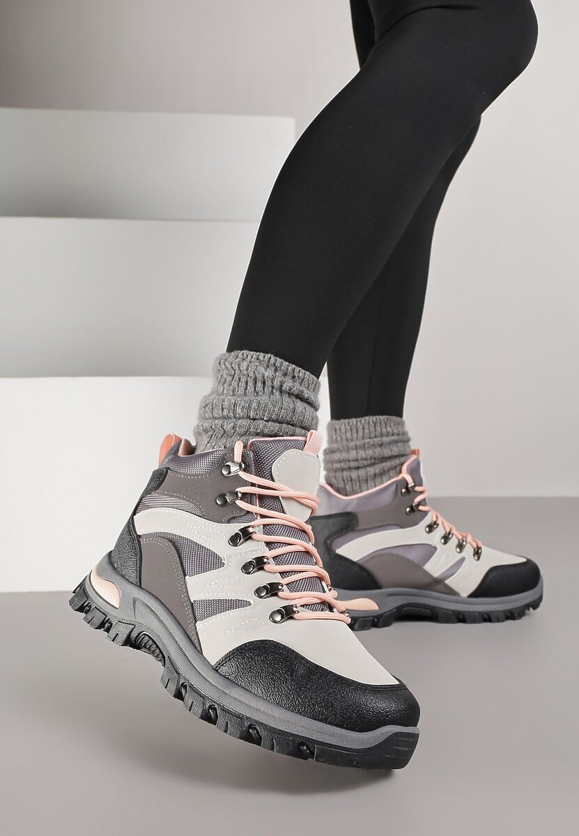 Szare Buty Trekkingowe Trapery Vices z Geometrycznym Wzorem Norrive