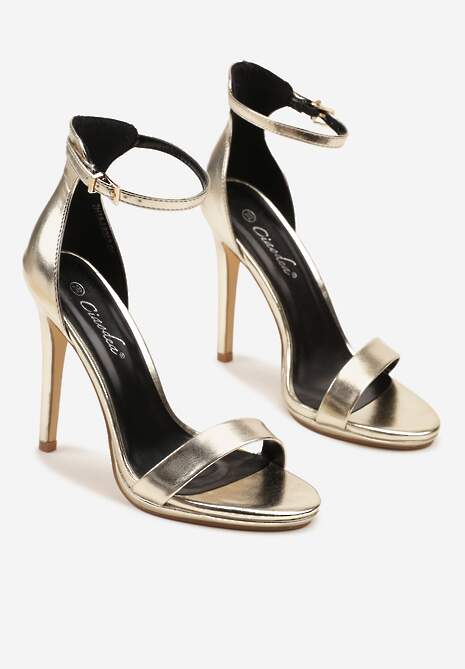 Złote Klasyczne Sandały na Szpilce Natifine