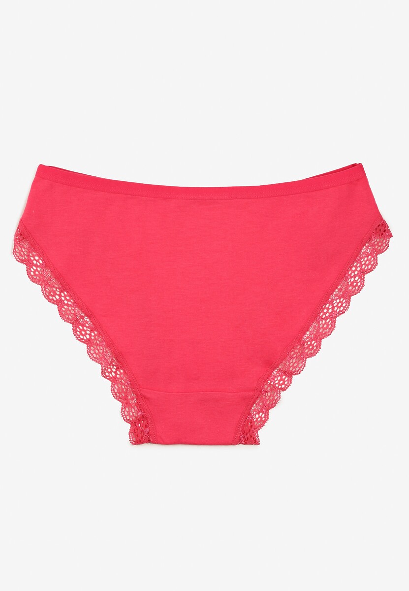 Fuksjowe Majtki Figi z Koronką z Elastycznej Bawełny Wiabelia