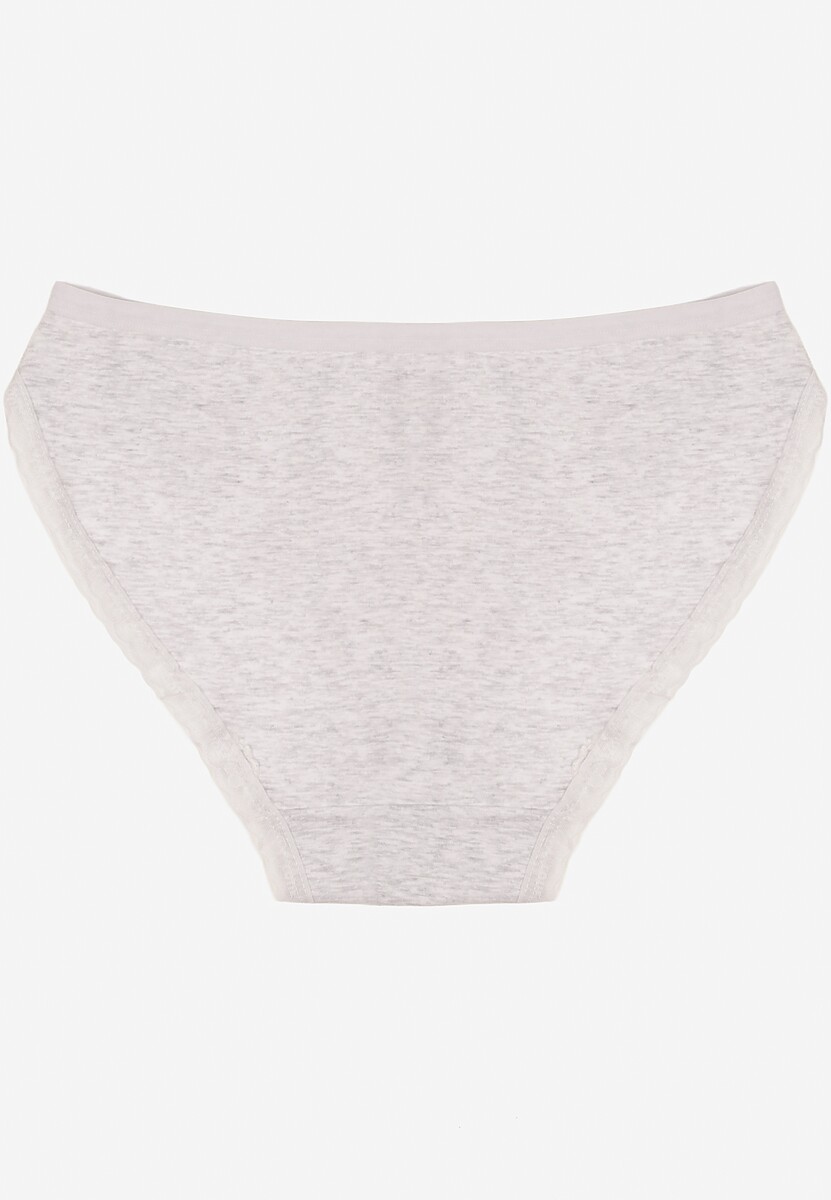 Jasnoszare Majtki Figi z Bawełny Ozdobione Kokardą i Koronką Zeterie