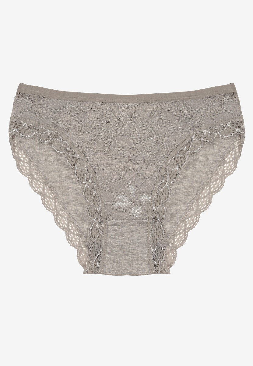 Szare Majtki Figi z Koronką z Elastycznej Bawełny Wiabelia