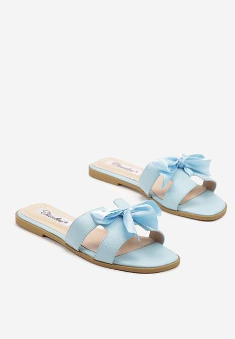Niebieskie Klapki Ozdobione Kokardą i Wycięciami Nilirelle