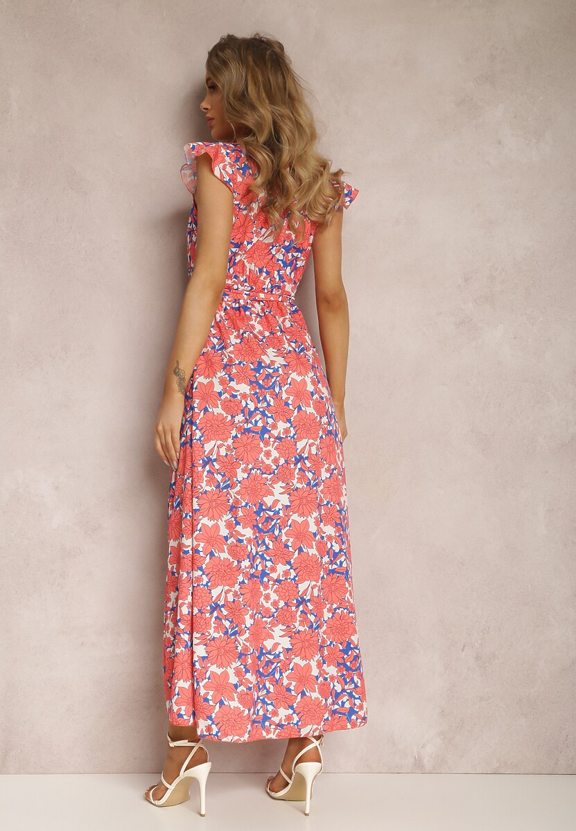 Pomarańczowa Sukienka z Paskiem Helomeda