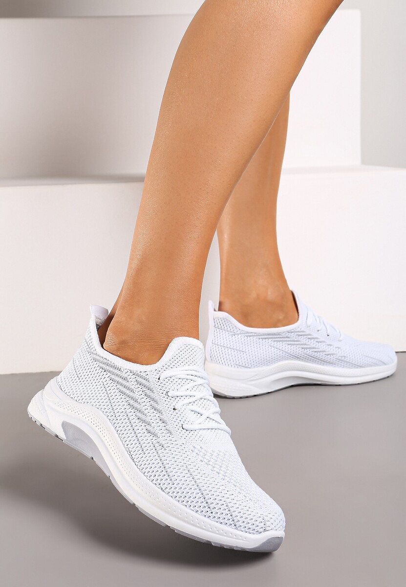 Białe Siateczkowe Buty Sportowe na Piankowej Podeszwie Linidas