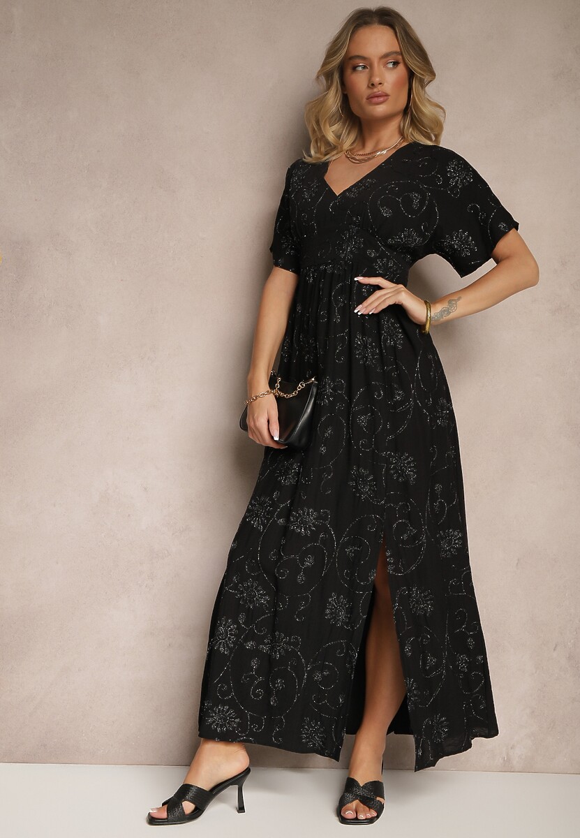 Biała Sukienka z Wiskozy Ozdobiona Haftem i Metaliczną Nicią Ivelvesa