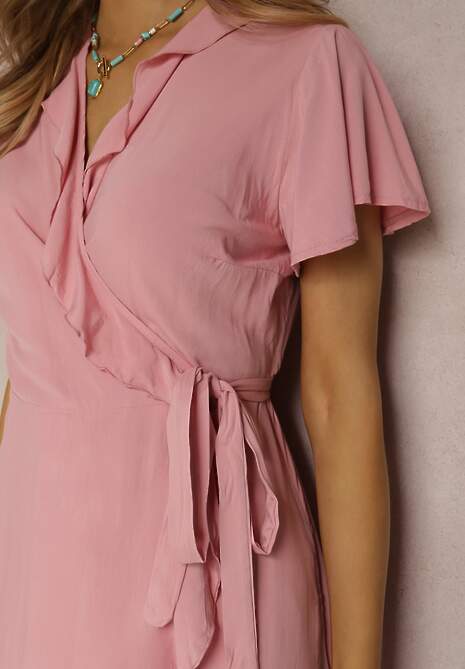 Różowa Sukienka z Wiskozy Amathomela