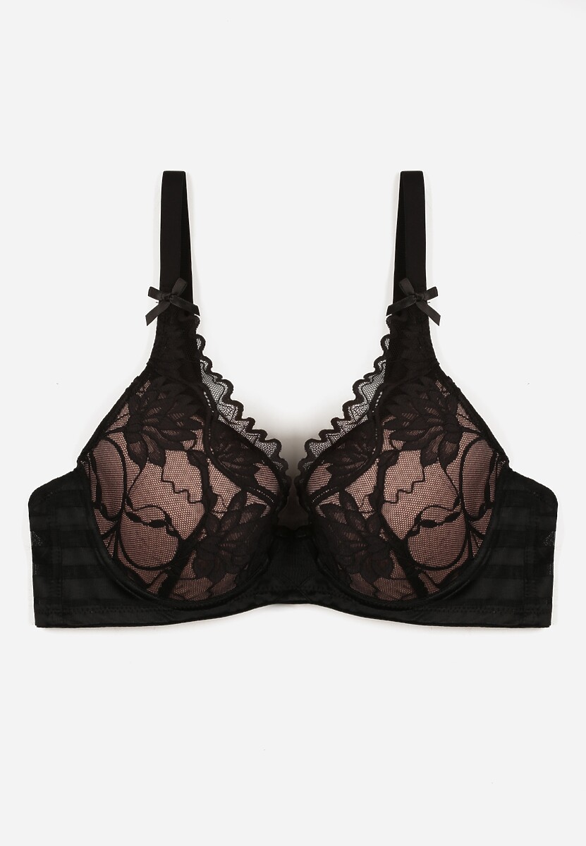 Czerwony Biustonosz Ozdobiony Koronką i Kokardkami Sellene