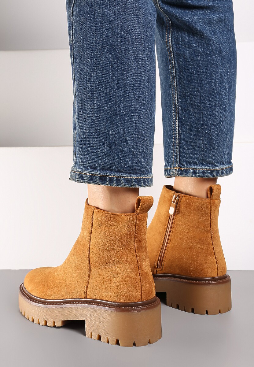 Brązowe Botki na Platformie w Stylu Sztybletów Erisiana