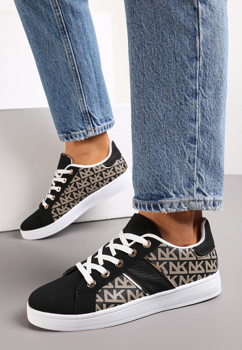 Brązowe Sneakersy z Printem Casica