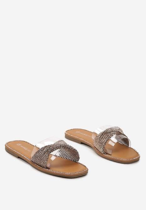 Szampańskie Klapki z Otwartym Noskiem Ozdobione Cyrkoniami Ramilde