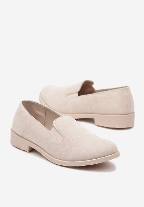 Beżowe Eleganckie Mokasyny z Ekozamszu Wiallara