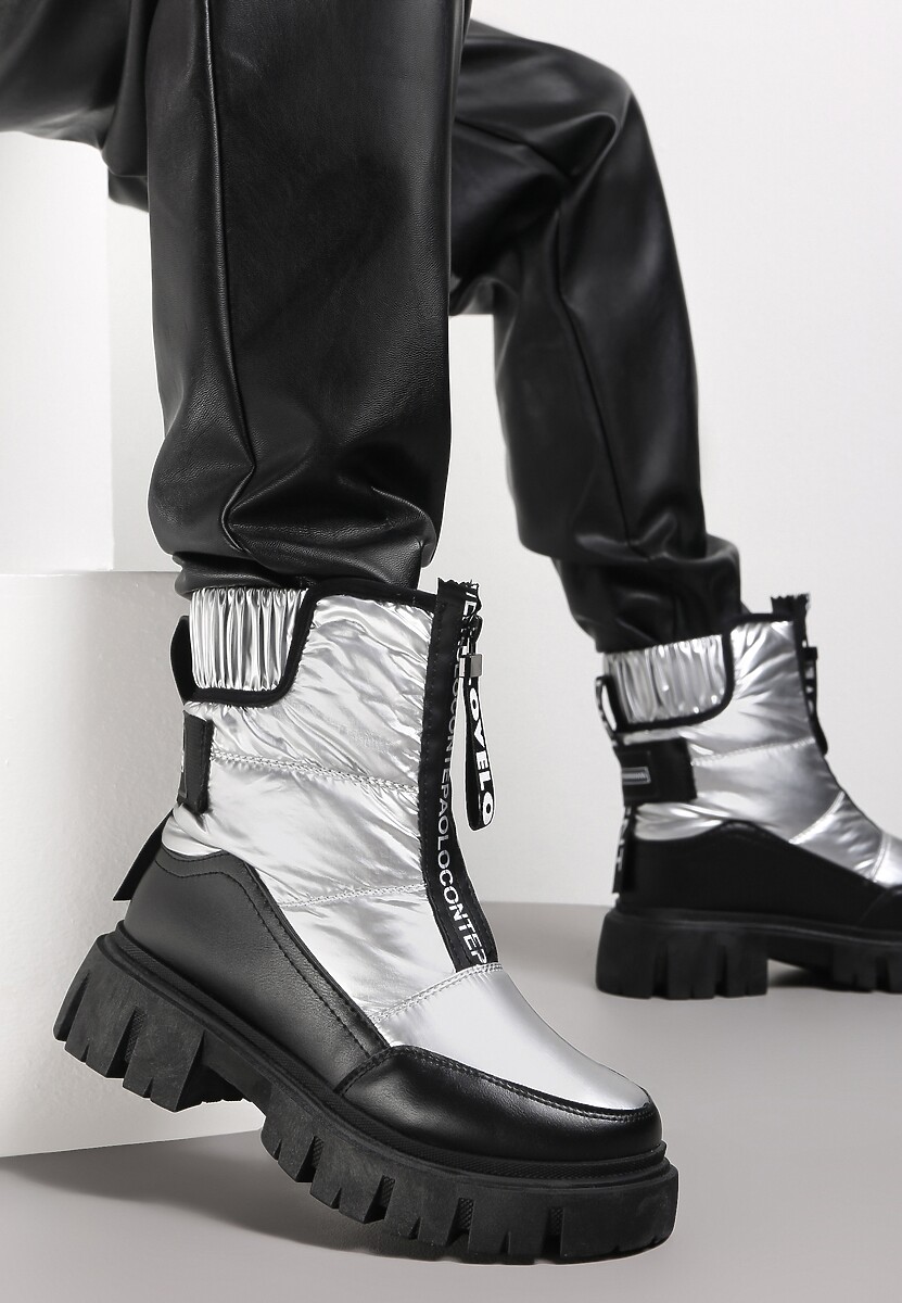 Srebrne Śniegowce na Grubej Podeszwie Rumisa