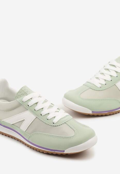 Jasnozielone Sneakersy Ozdobione Geometrycznym Motywem Clevandra