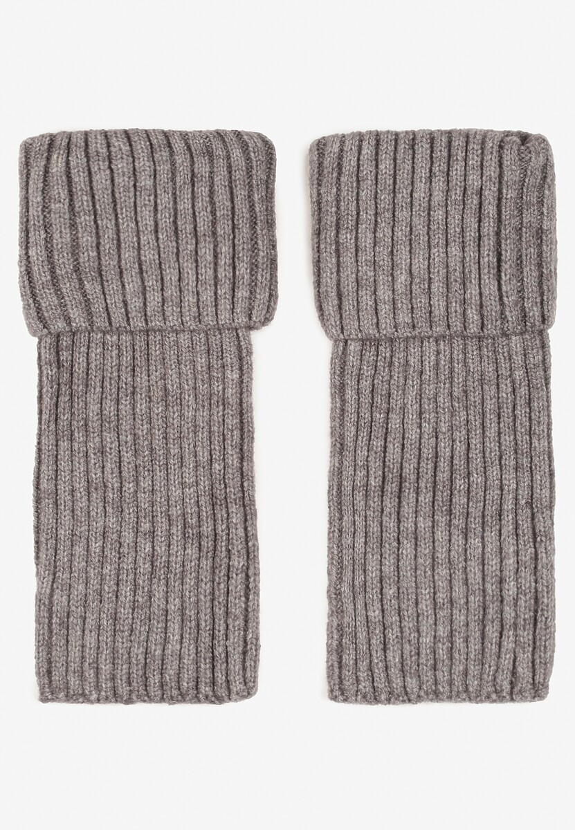 Szare Skarpety Getry z Ozdobnym Wywinięciem Ilamith