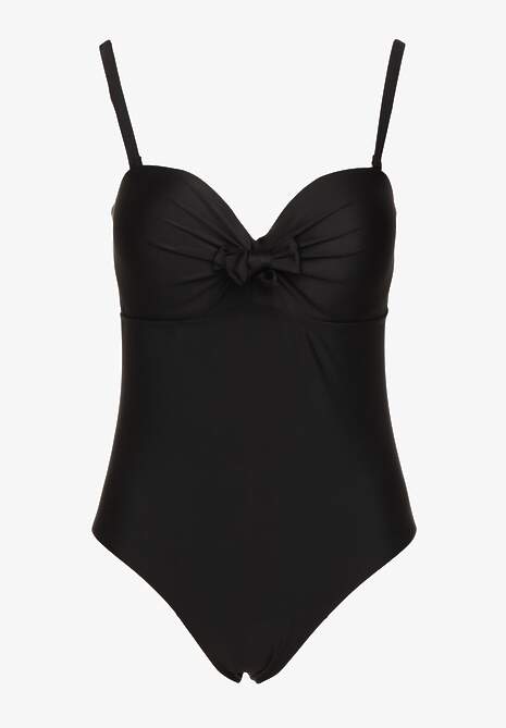 Czarny Strój Kąpielowy z Ozdobnym Wiązaniem Temelea