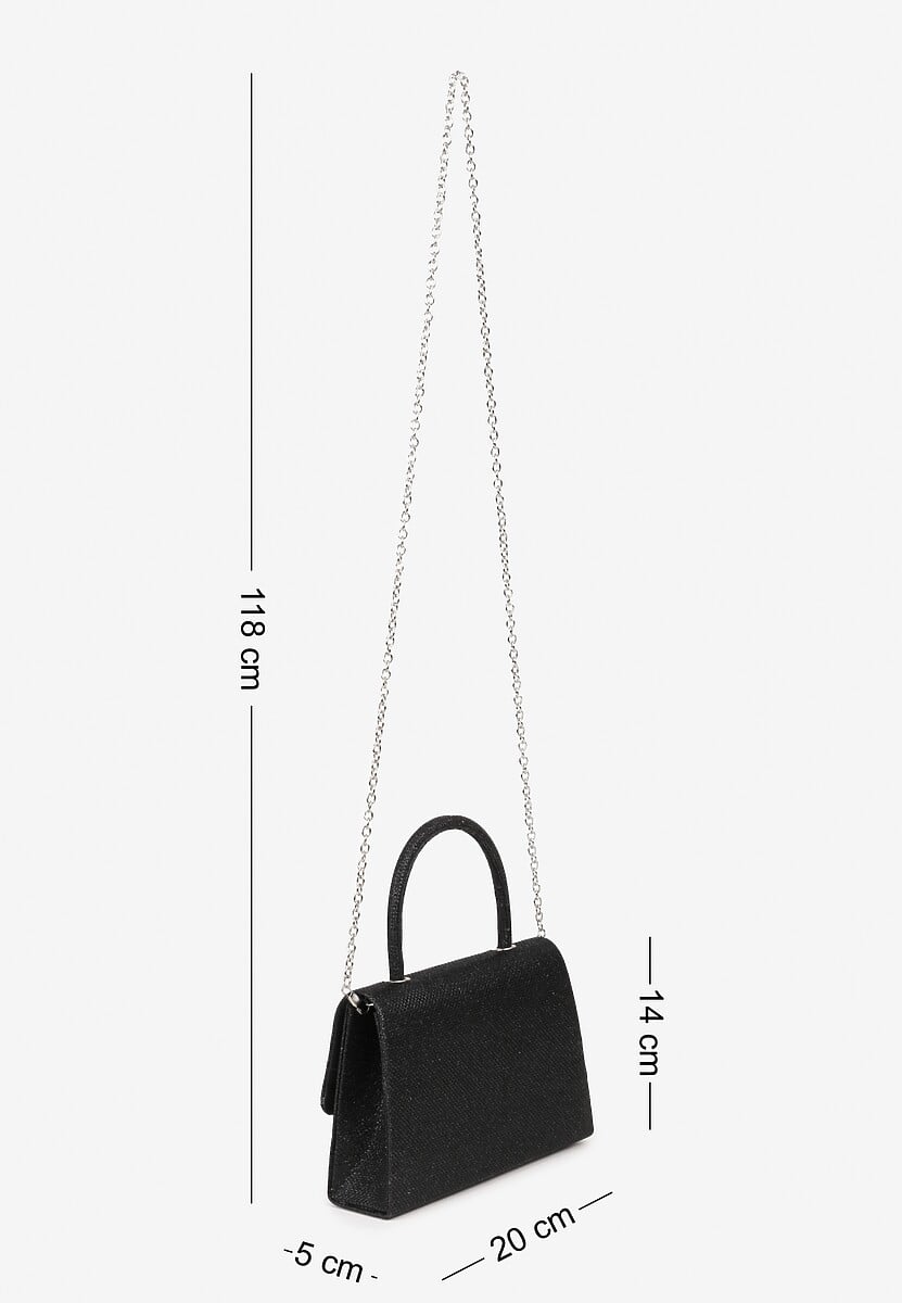 Czarna Torebka Kopertówka z Cyrkoniową Kokardą Desslia