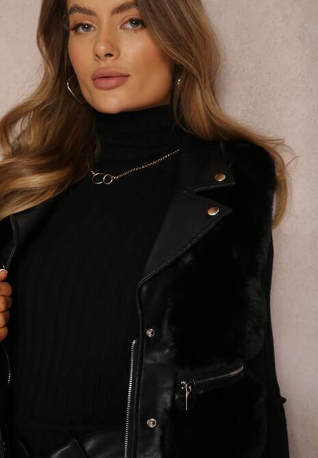 Czarna Kamizelka Futrzana Katonice