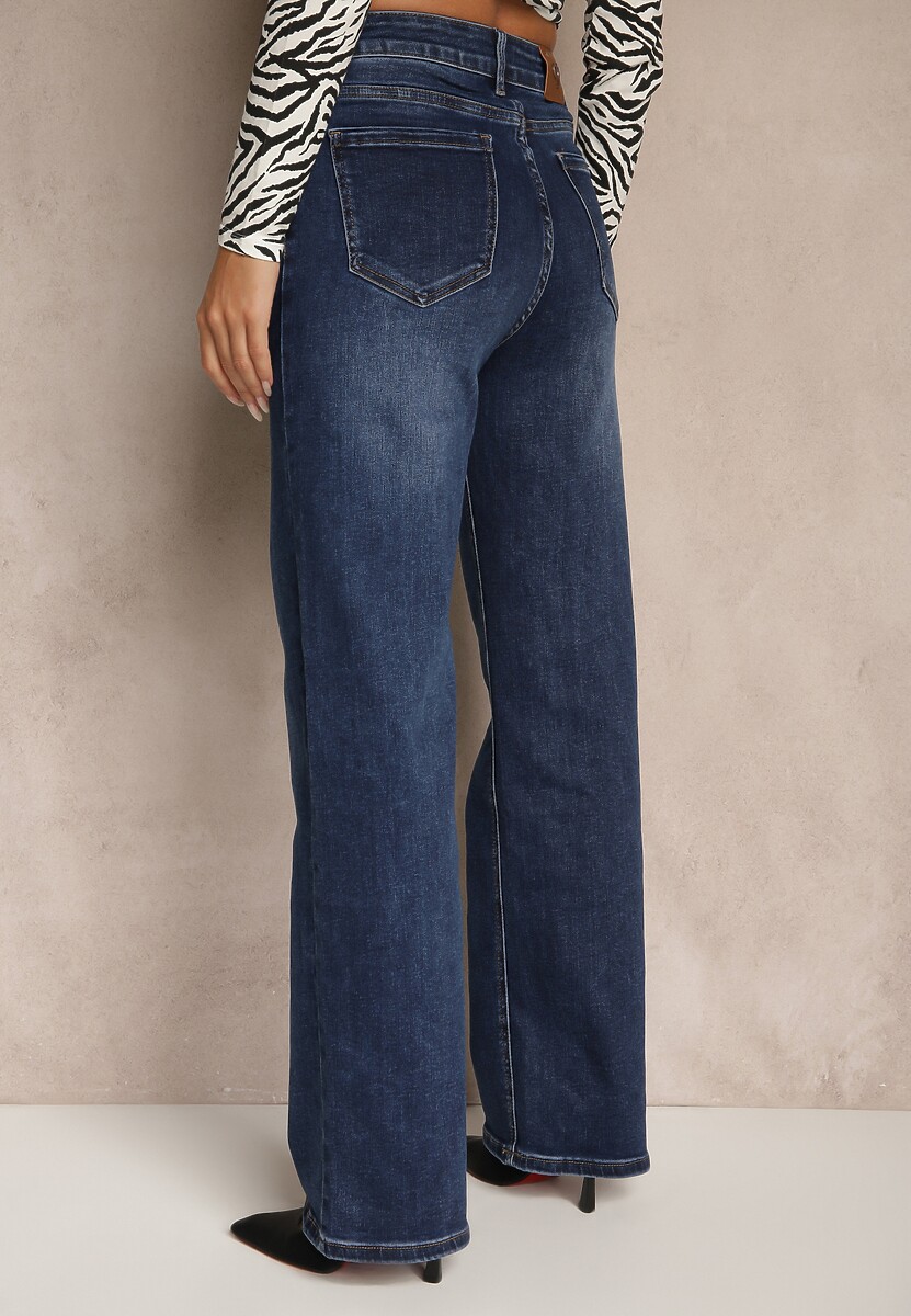 Niebieskie Szerokie Jeansy z Bawełną Yllerie