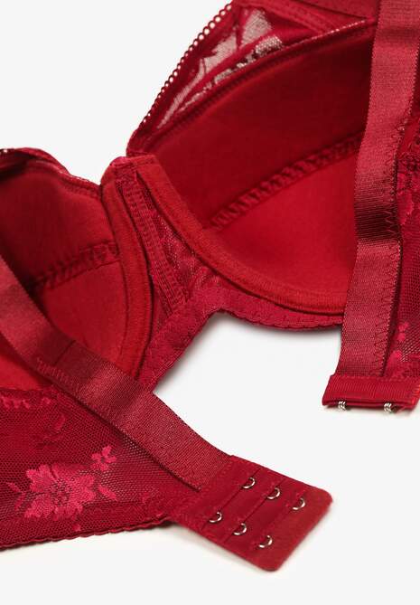 Bordowy Full Cup Biustonosz z Koronką Vikonie