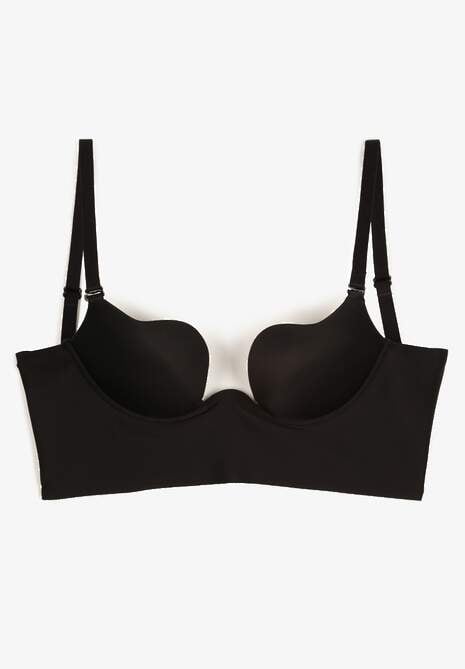 Czarny Biustonosz Miseczka B Push Up na Ramiączkach z Regulacją Wykończony z Tyłu Regulowany Paskiem Molaria