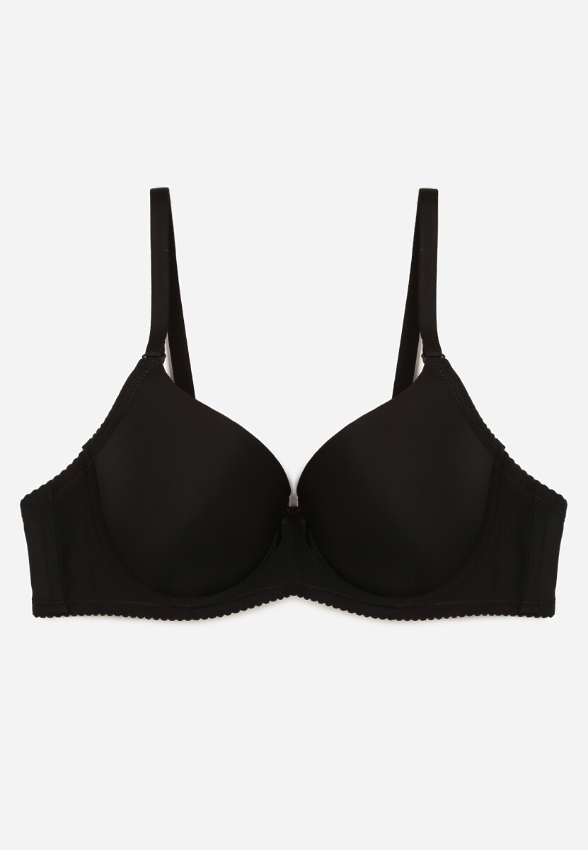 Czarny Gładki Biustonosz o Klasycznym Fasonie Arriethia